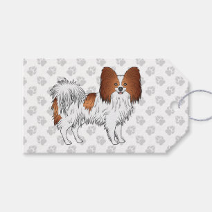 Rot-weißer Papillon-Cartoon-Hund mit Pfoten Geschenkanhänger