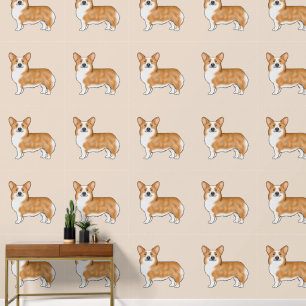 Rot-Weißer Pembroke Welsh Corgi Hund Kunst Muster Tapete