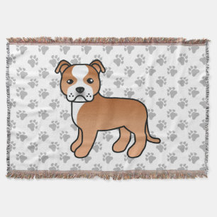 Rot-weißer Staffordshire Bull Terrier Hund Decke