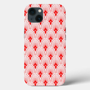 Rot-Weißes Art Deco-Muster iPhone Hülle