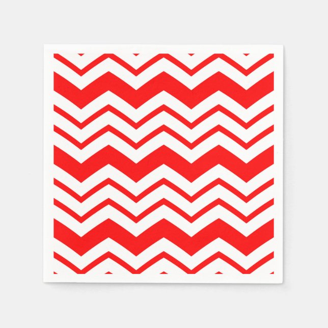 Rot-Weißes Chevron-Zickzack-Musterdesign  Serviette (Vorderseite)