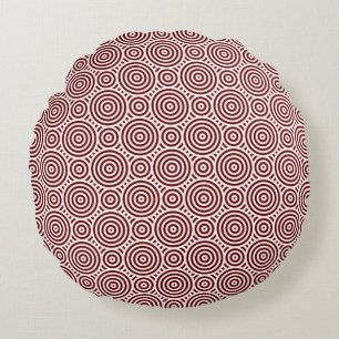 Rot-Weißes ethnisches geometrisches Kreis-Muster Rundes Kissen