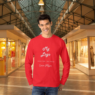 Rot weißes Geschäftslogo Namensunterschrift T-Shirt
