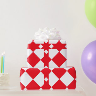 Rot-Weißes großes Karo-Diamantmuster Geschenkpapier