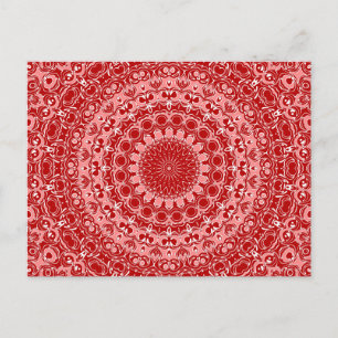 Rot-Weißes ornamentales Mandala-Muster Postkarte