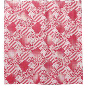 Rot-weißes Patchwork rustikal Duschvorhang