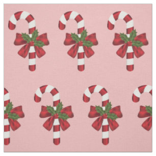 Rot-Weißes Weihnachts-Zuckerrohr-Muster auf Rosa Stoff