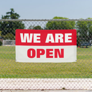 Rot, wir öffnen Vorlage Geschäftsbanner Zeichen Banner