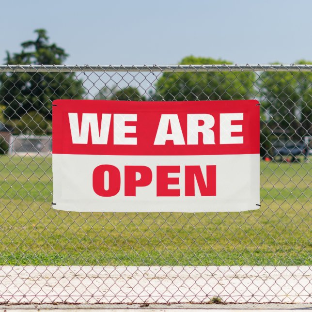 Rot, wir öffnen Vorlage Geschäftsbanner Zeichen Banner (Insitu)