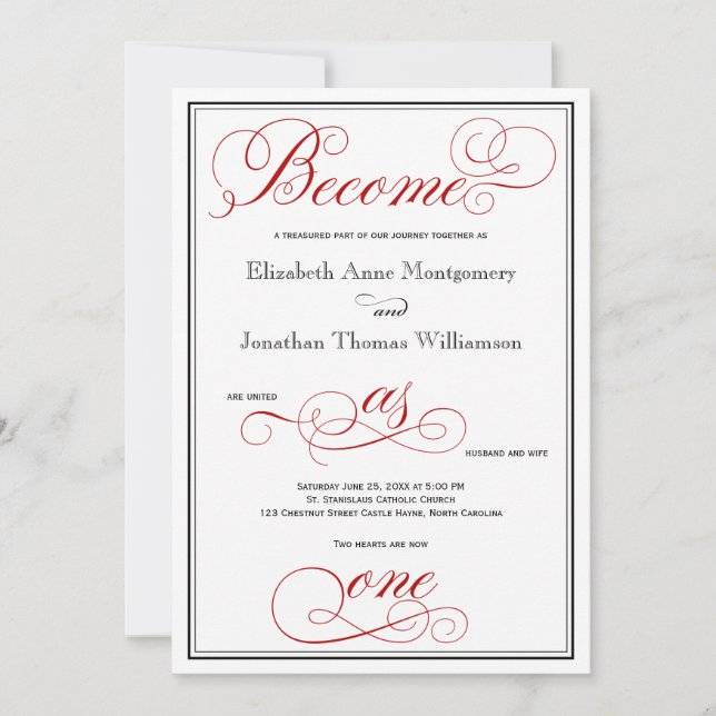 Rot wird zu einer Christlichen Einladung zur Hochz (Vorderseite)