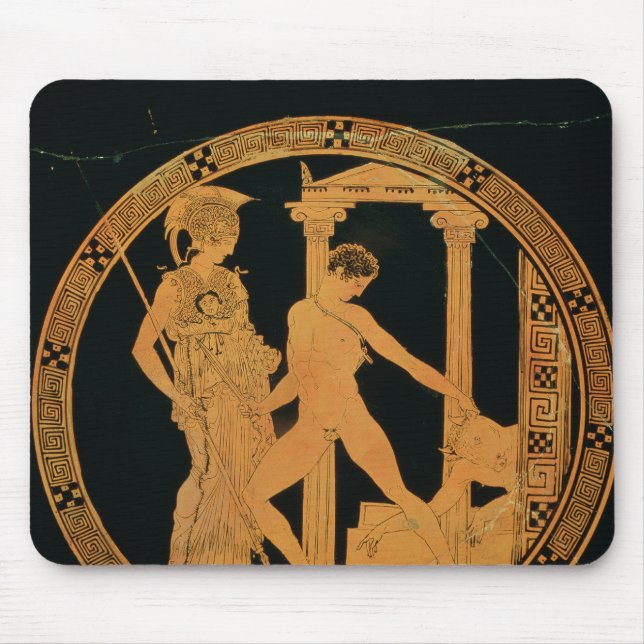 Rot-Zahl Schale, die Athene, Theseus darstellt Mousepad (Vorne)