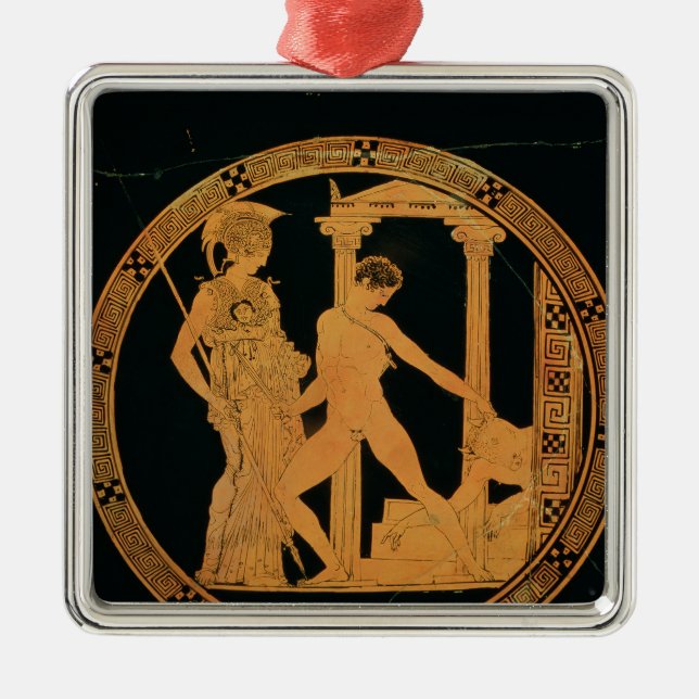 Rot-Zahl Schale, die Athene, Theseus darstellt Silbernes Ornament (Vorne)