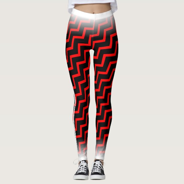 Rot Zickzack auf deinem Col. Leggings (Vorderseite)