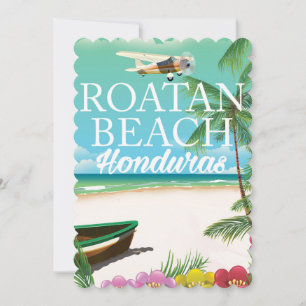 Rotan Beach Honduras Vintage Reiseplakat