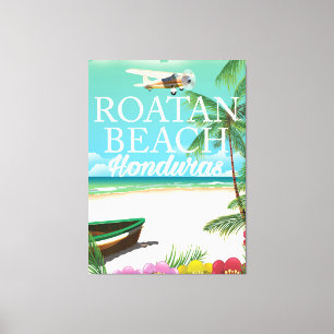 Rotan Beach Honduras Vintage-Reiseplakat Leinwanddruck