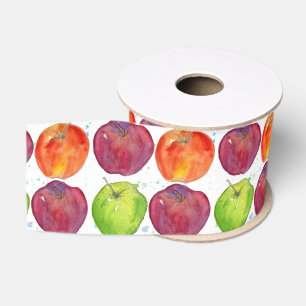Rotäpfel Aquarellfrucht-Illustration Ripsband