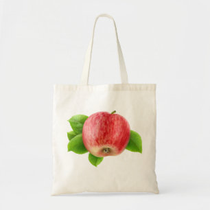Rotapfel mit Blätter Tragetasche