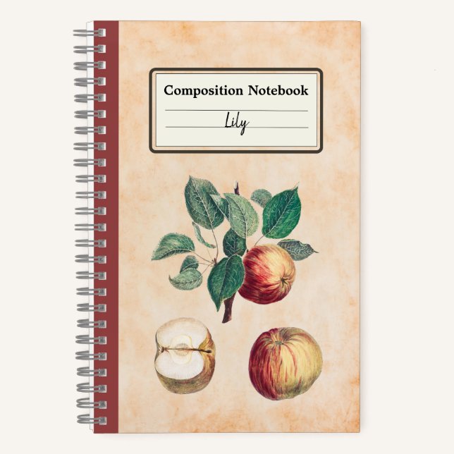 Rotäpfel mit Personalisierten Blätter Notizbuch (Vorderseite)
