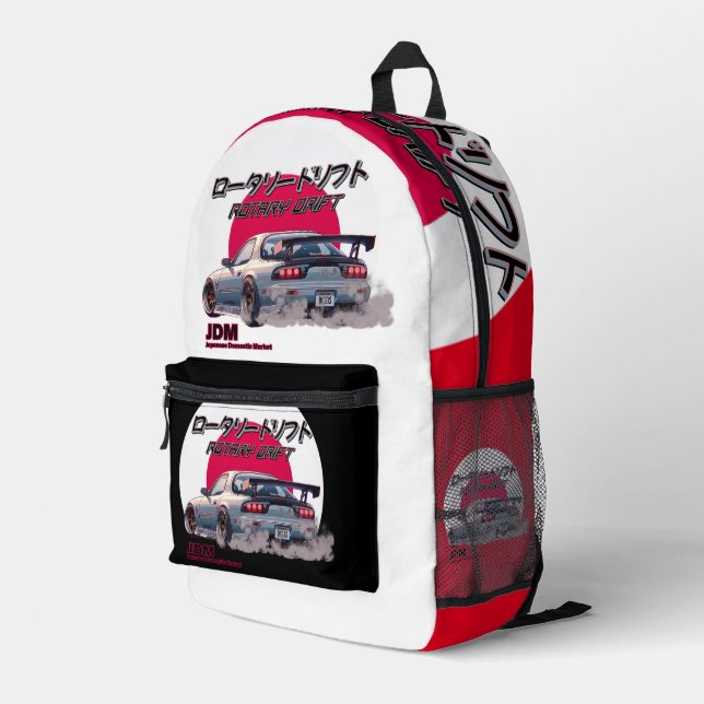Rotary Drift RX-7 - Japanese Street Legend Bedruckter Rucksack (Rückseitige Ecke Rechts)