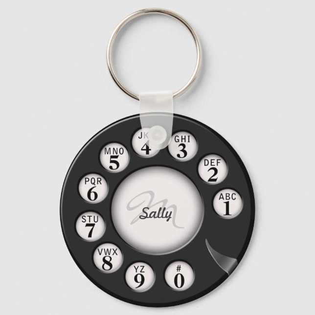 Rotary Phone Dial der Old School Monogram Schlüsselanhänger (Vorderseite)