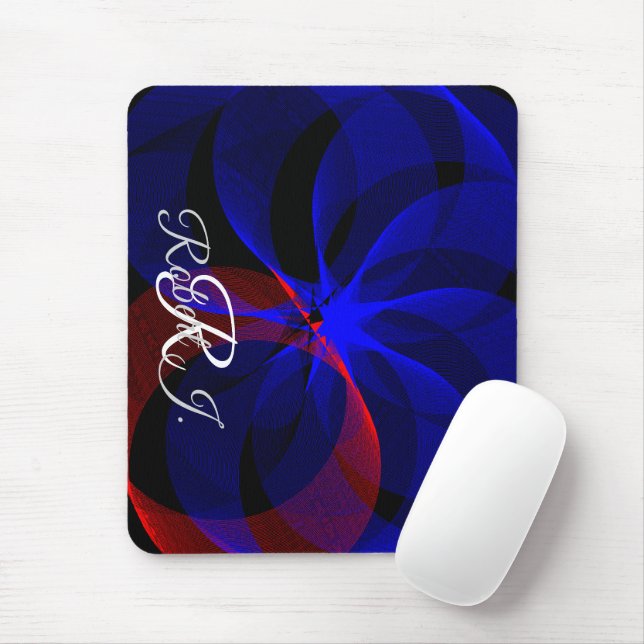 Rotating Blue Accent Geometric Mouse Pad Mousepad (Mit Mouse)