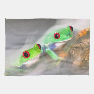 Rotaug-Laubfrosch im Nebel, Agalychinis 2 Geschirrtuch