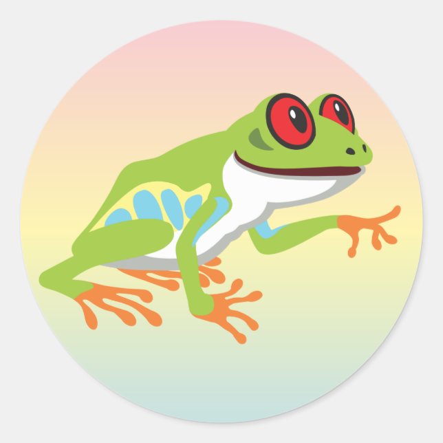 Rotaugenfrosch Runder Aufkleber (Vorderseite)