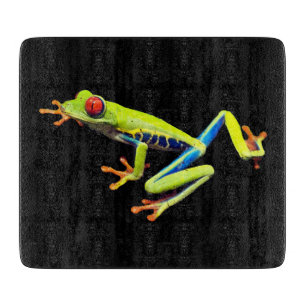 Rotäugiger gemalter Laubfrosch Glas Schneidebrett