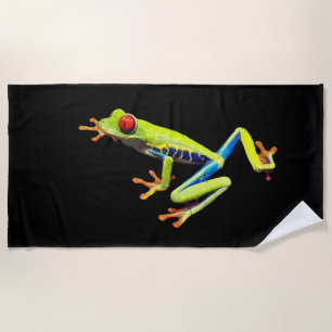 Rotäugiger gemalter Laubfrosch Strandtuch