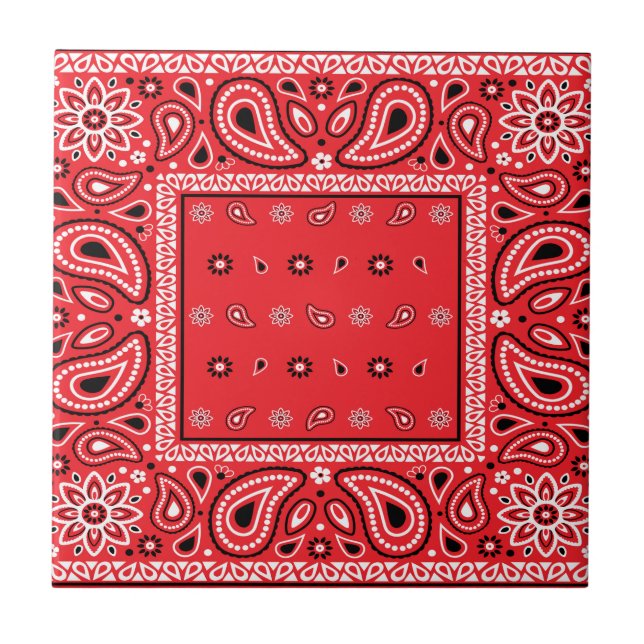 Rotbandana paisley bandanas Rap Hip Hop Fliese (Vorderseite)