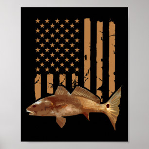 Rotbarsch-Angeln Rote Trommel Schwanzflosse USA Am Poster