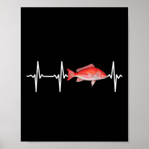 Rotbarsch-Herzschlag für Salzwasser-Angelfisch L Poster
