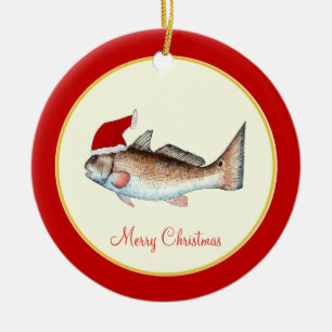 Rotbarsch-Weihnachtsmannmütze-Weihnachtsrot Keramikornament