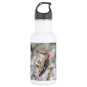 Rotbauchspecht im Schnee Trinkflasche