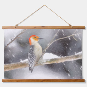 Rotbauchspecht Malerei Originale Vogelkunst Wandteppich Mit Holzrahmen