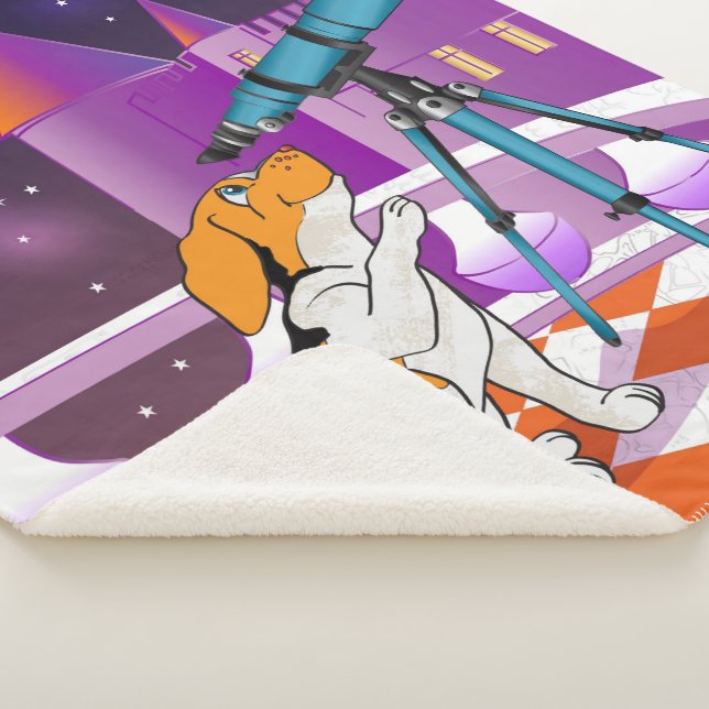 Rotbeige Welpe und Teleskop im Schloss Sherpadecke (3/4)