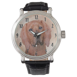 Rotbein-Innenmalerei - Niedliche Original Hundkuns Armbanduhr