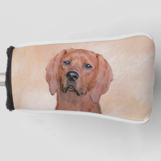Rotbein-Innenmalerei - Niedliche Original Hundkuns Golf Headcover (Vorderseite)