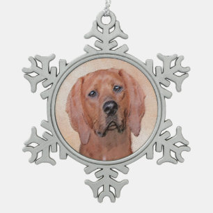 Rotbein-Innenmalerei - Niedliche Original Hundkuns Schneeflocken Zinn-Ornament