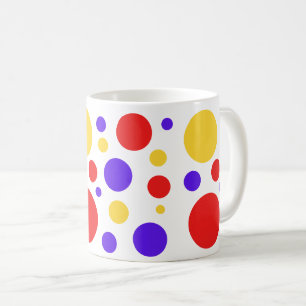 Rotblaue gelbe Kreise Punkte Kaffeetasse