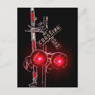 Rotblitzende Neonbahn-Überkreuzsignale Postkarte