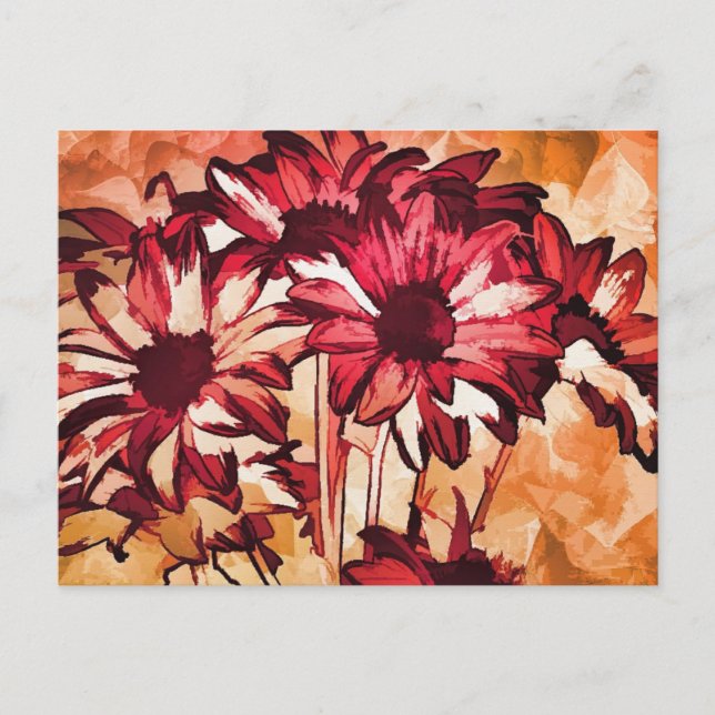 Rotblumenmalerei Postkarte (Vorderseite)