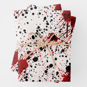 Rotblut-Spritzer-Muster Geschenkpapier Set