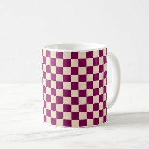 Rotbraun-beiges Schachbrettmuster Kaffeetasse