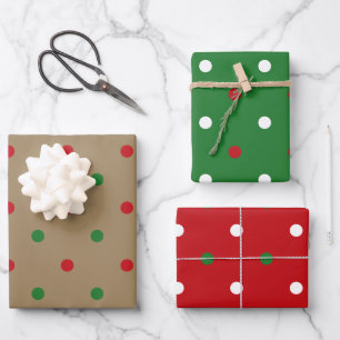 Rotbraun-Kraftsäule-Polka-Muster Geschenkpapier Set