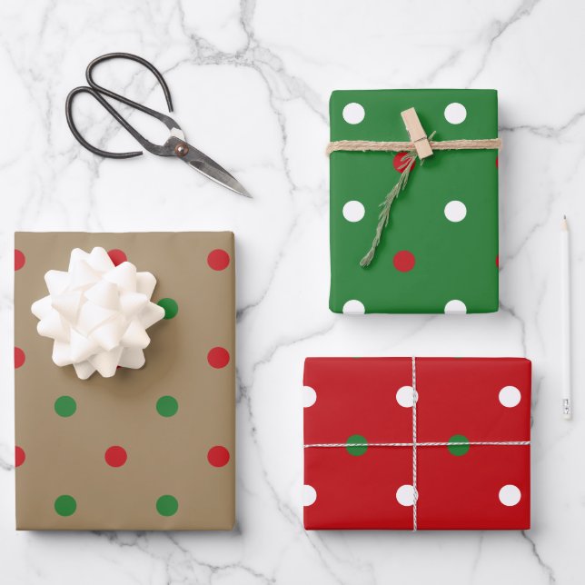 Rotbraun-Kraftsäule-Polka-Muster Geschenkpapier Set (Vorderseite)