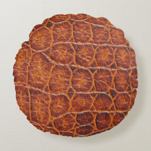 Rotbraune Alligator-Skin Rundes Kissen