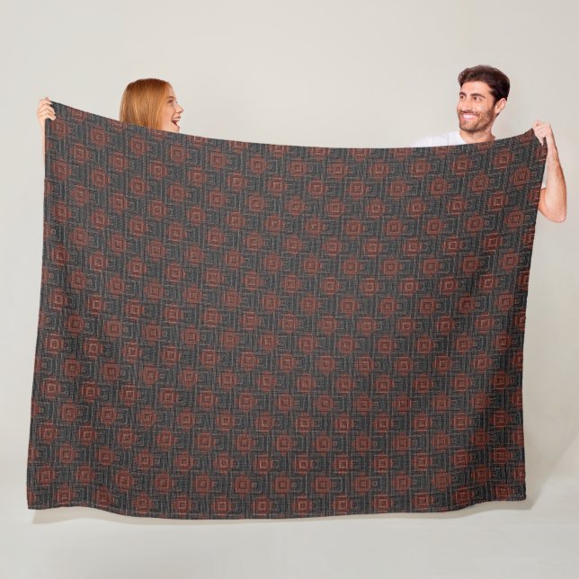 rotbraune und schwarz geneigte Quadrate oder Schac Fleecedecke (Beispiel)