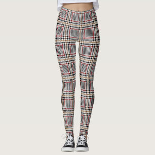 Rotbraunes Hahnentrittmuster Glen Karo Muster Leggings