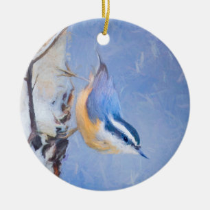 Rotbrustkleiber Malerei Originale Vogelkunst Keramik Ornament